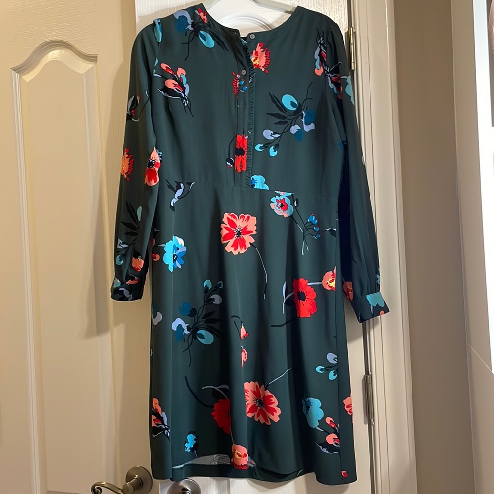 J. Crew Green Floral Dress